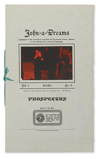 SLOAN, JOHN / CORELL PRESS. Prospectus for Corell Press publication John-a-Dreams Volume 1, Number 0.